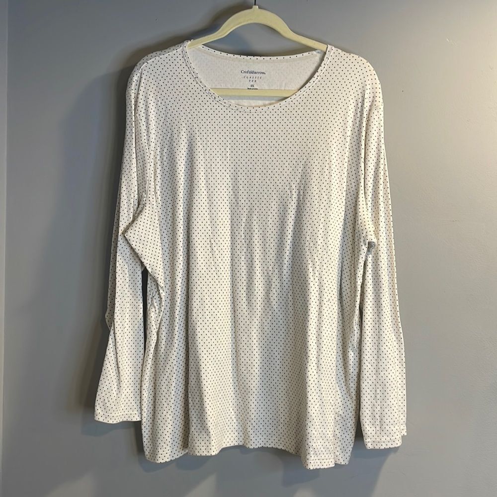 White & Black Polka Dot Long Sleeve Tee